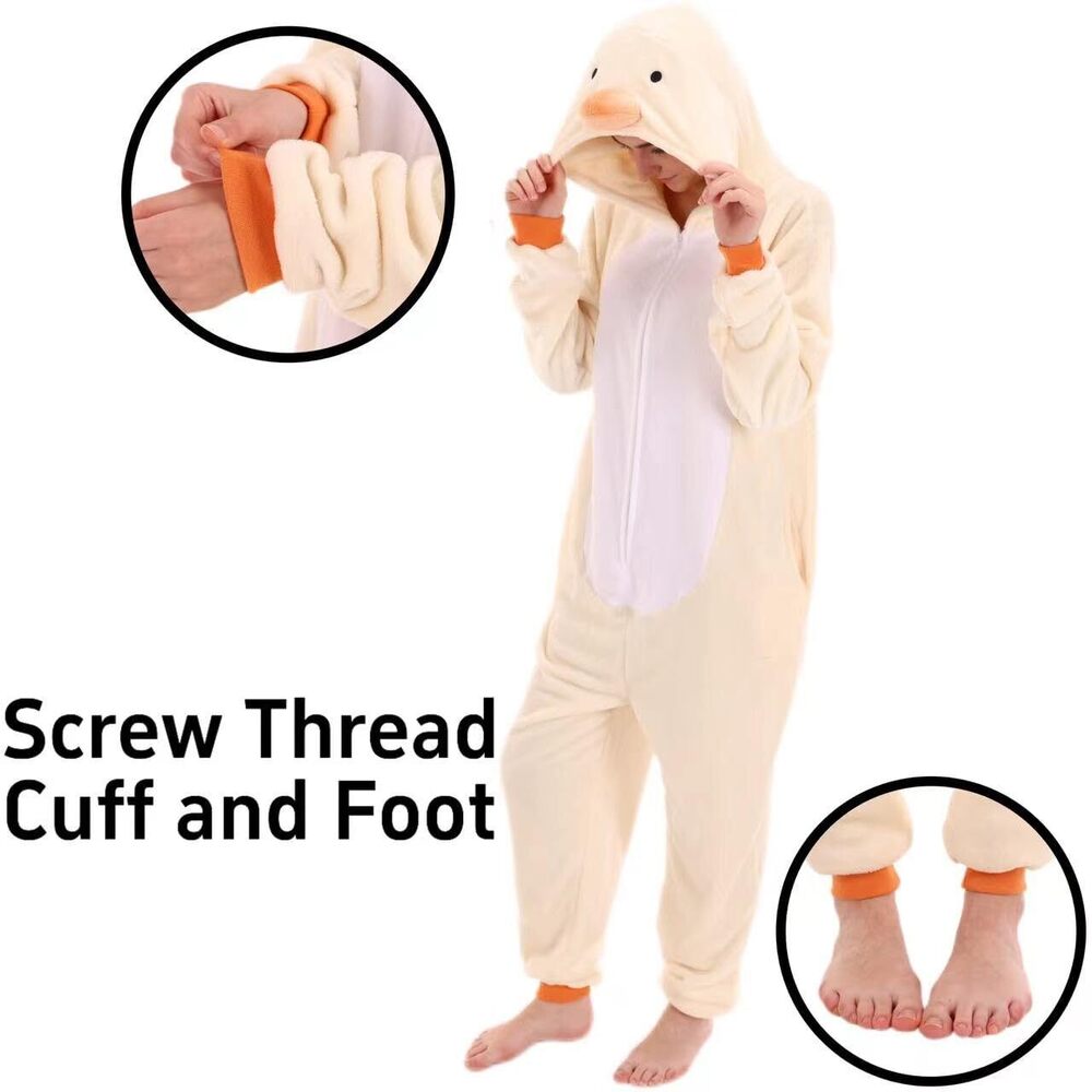 3770 Snug Fit Unisex Adult Onesie Pajamas, Flannel Duck Cosplay Animal One - Picture 6 of 8